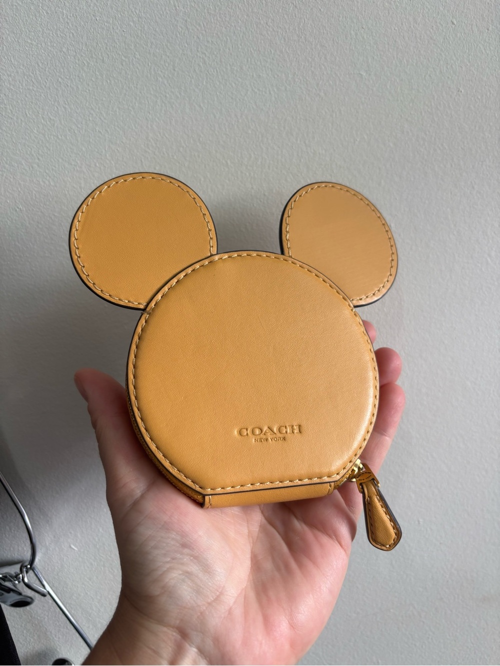 Coach x Disney Mickey Mouse tan leather coin purse